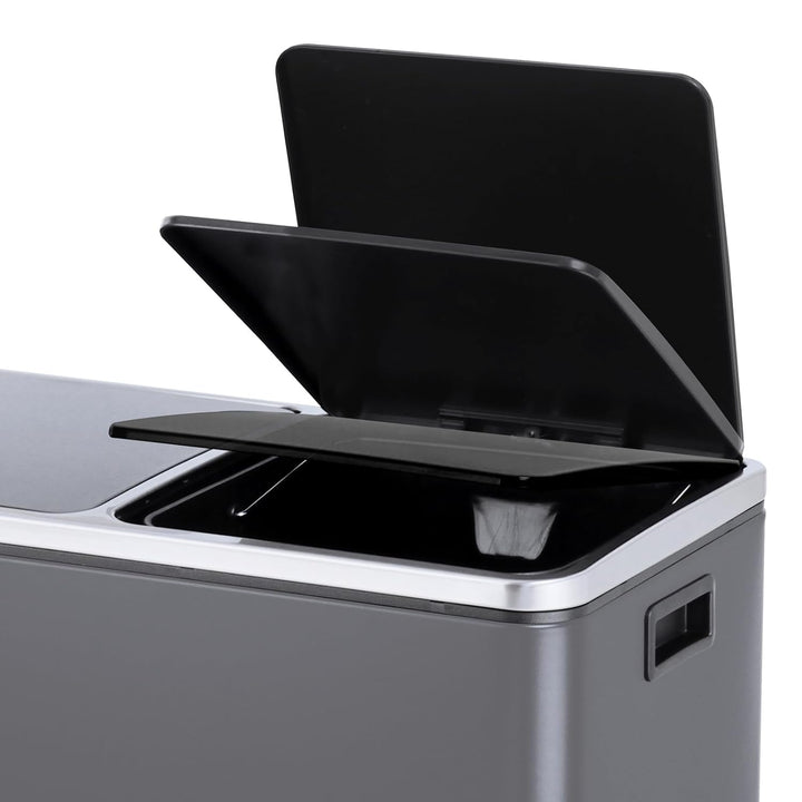 SVITA TM2X24 Treteimer 48 Liter Grau Abfalleimer Mülleimer Design Mülltrennung Papierkorb Küchen-Ord