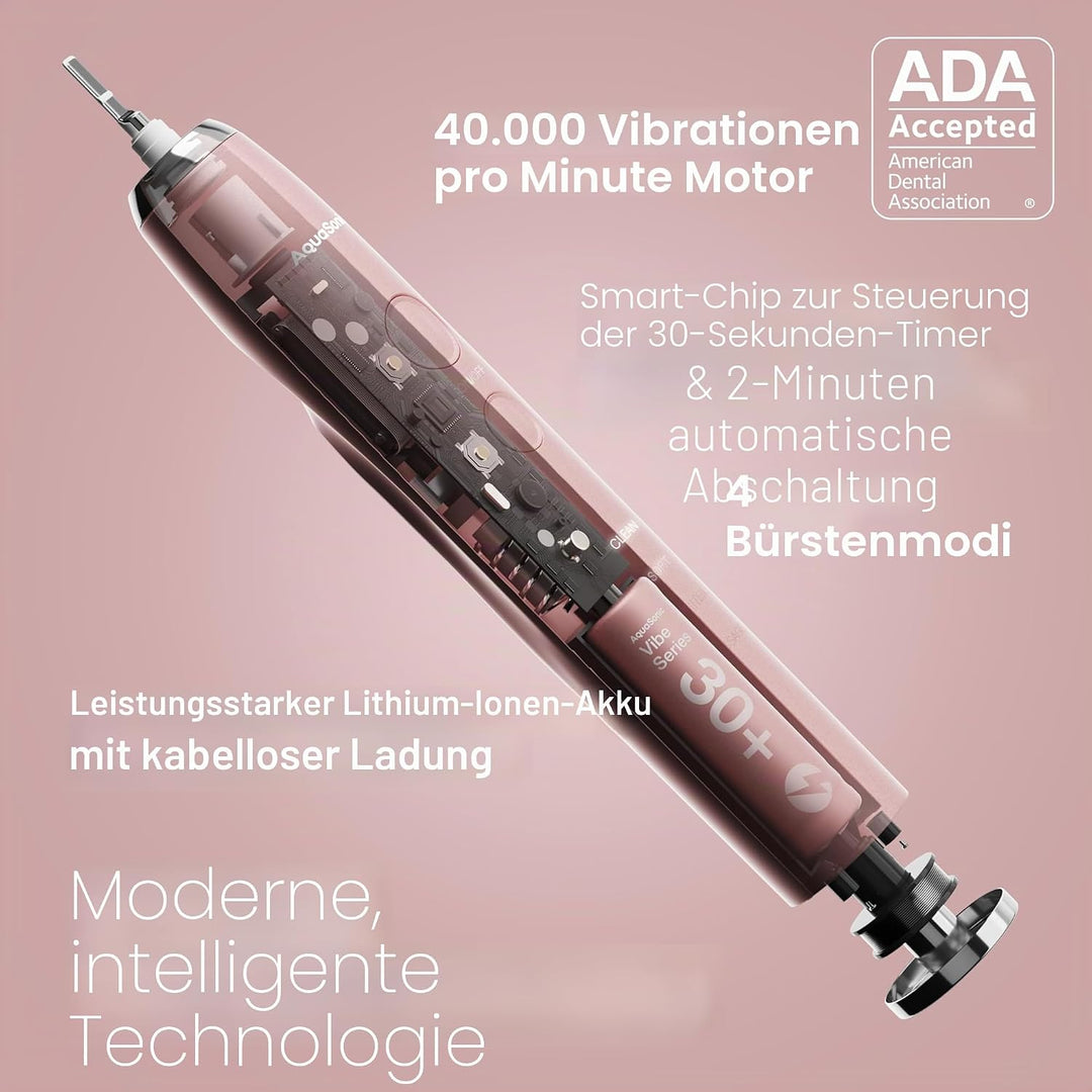 Aquasonic Vibe Serie Ultra Aufheller Zahnbürste - ADA Geprüfte elektrische - 8 Bürstenköpfe &amp; Reisee