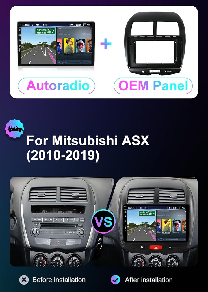 [6GB+128GB] Android 14 Autoradio für Mitsubishi ASX (2010-2019)-[Integriertes CarPlay/Android Auto/D