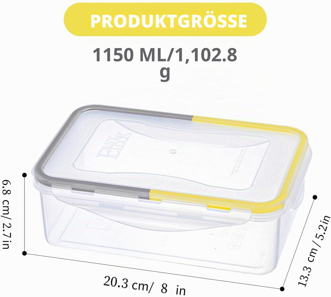 EASYLOCK 6PACK 1150ML Plastik Frischhaltedosen Set mit Deckel, Meal Prep Boxen, Aufbewahrungsbox Küc