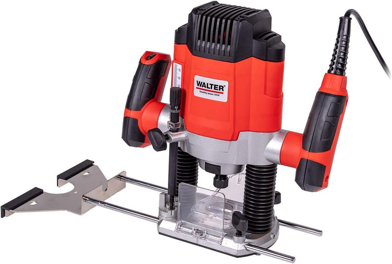 WALTER Oberfräse 1200 W mit Hartmetall-Fräsersatz 50 tlg, 55 mm Hubhöhe, Leerlaufdrehzahl 11.000-30.
