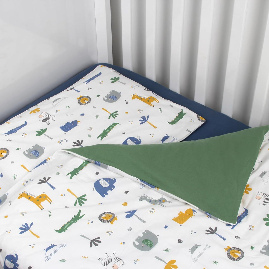 schlummersack Kinder Bettwäsche Set 100x135 Dschungel aus 100% Baumwolle, Wendbar, mit Reissverschlu