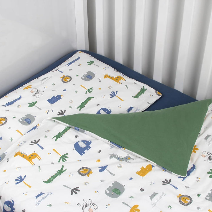 schlummersack Kinder Bettwäsche Set 100x135 Dschungel aus 100% Baumwolle, Wendbar, mit Reissverschlu