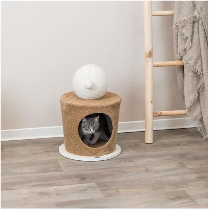 Kuschelhöhle mit Kratzball, Taupe, Ø 36 × 50 cm Taupe Ø 36 × 50 cm (1er Pack), Taupe Ø 36 × 50 cm (1