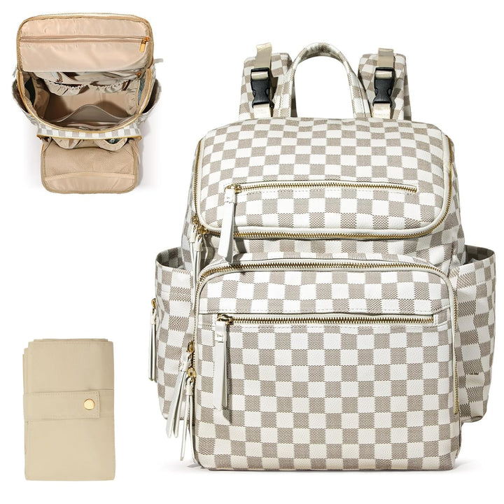 MISSFONG Baby Wickelrucksack Wickeltasche, Leder Wickelrucksack Gross Babytaschen Rucksack Lässig mi