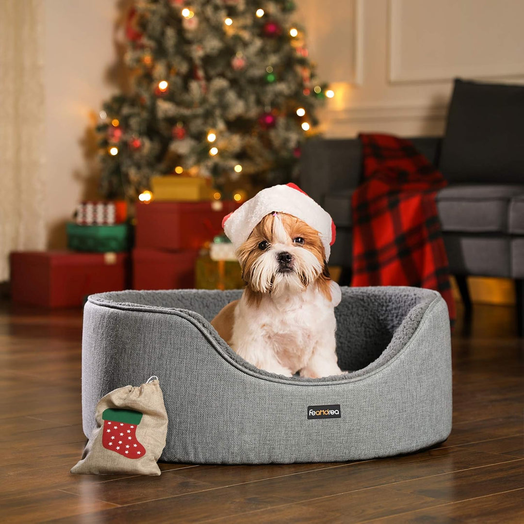Feandrea Hundebett, Hundekorb, Wendekissen, 73 x 60 x 27 cm, grau PGW31GG Grau L 73 x B 60 x H 27 cm