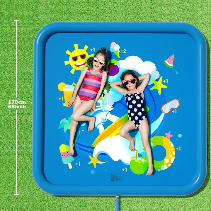 Peradix Splash Pad,170CM Sprinkler Wasser-Spielmatte Anti-Rutsch Splash Play Matte Sommer Outdoor Ga