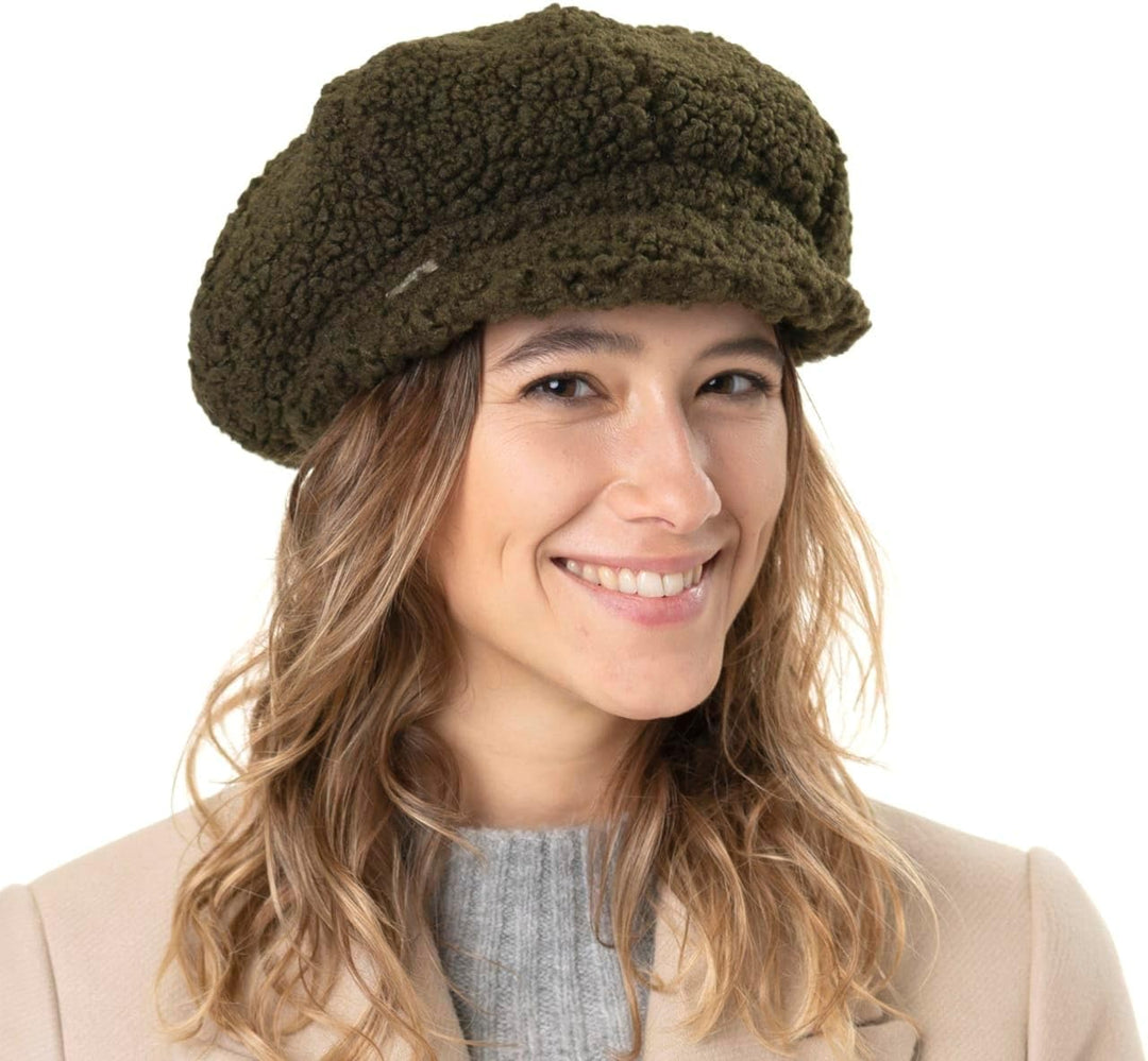 Seeberger Teddy Fur Ballonmütze Schirmmütze Damencap Wintercap Kunstfellcap Baker-Boy-Mütze Mit Schi