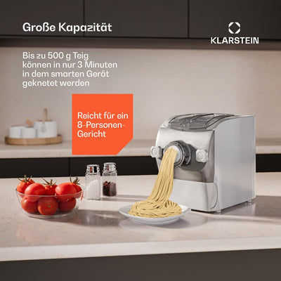 Klarstein Pastamania Nudelmaschine Elektrisch – 260 W Vollautomatische Pastamaschine mit 7 Aufsätzen