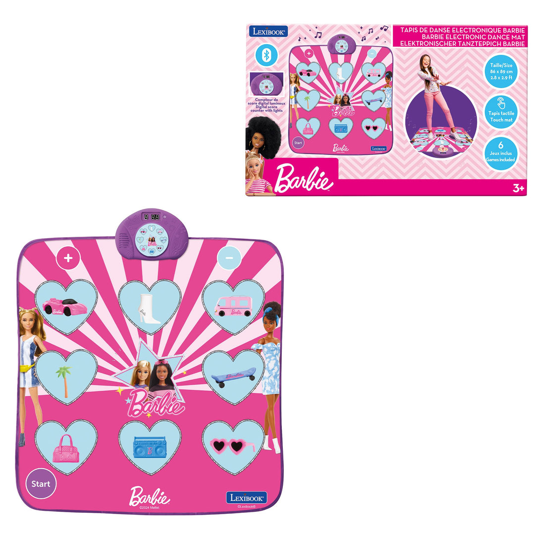 Lexibook, Mattel Barbie, Elektronischer Barbie-Tanzteppich, Bluetooth und beleuchtet mit 6 Spielmodi