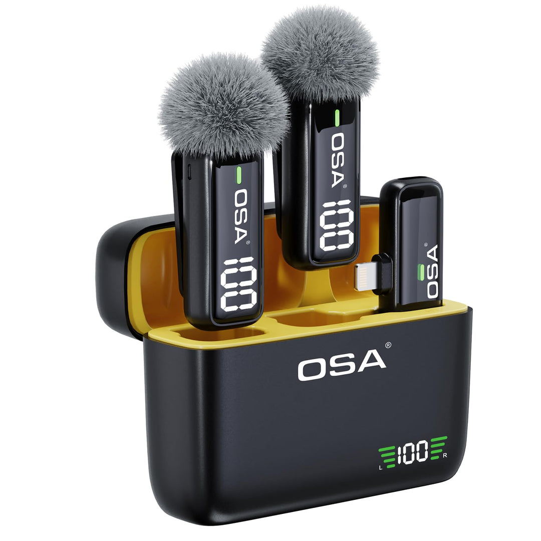 OSA Lavalier Mikrofon Kabellos, Wireless Mini Microphone Professionelles Dual Wireless Mikrofon Plug
