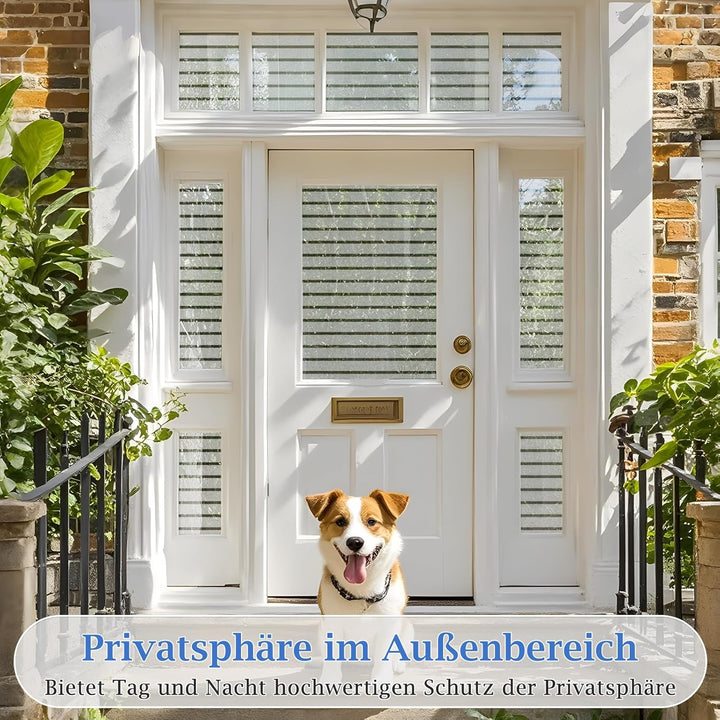 Lifetree Fensterfolie mit Streifen Sichtschutzfolie Selbstklebend Milchglasfolie ohne Klebstoff Funk