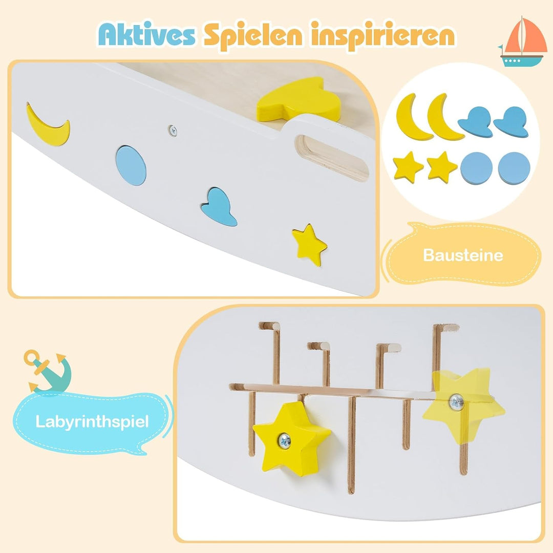 FANTASK 7 in 1 Klettergerüst Indoor, Kletterdreieck 3er Set mit Rutsche, Kletterbogen, inkl. doppels