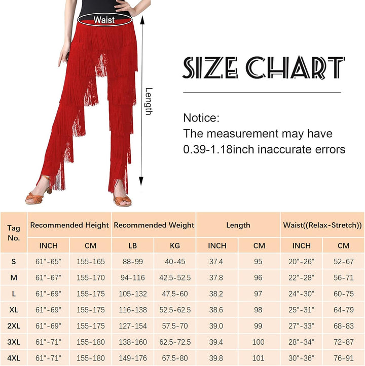SEAUR Damen Fransenhose Latein Tanzhose Quaste Fransen Hose Tanz Ballsaal Tango Salsa Rumba Cha Cha