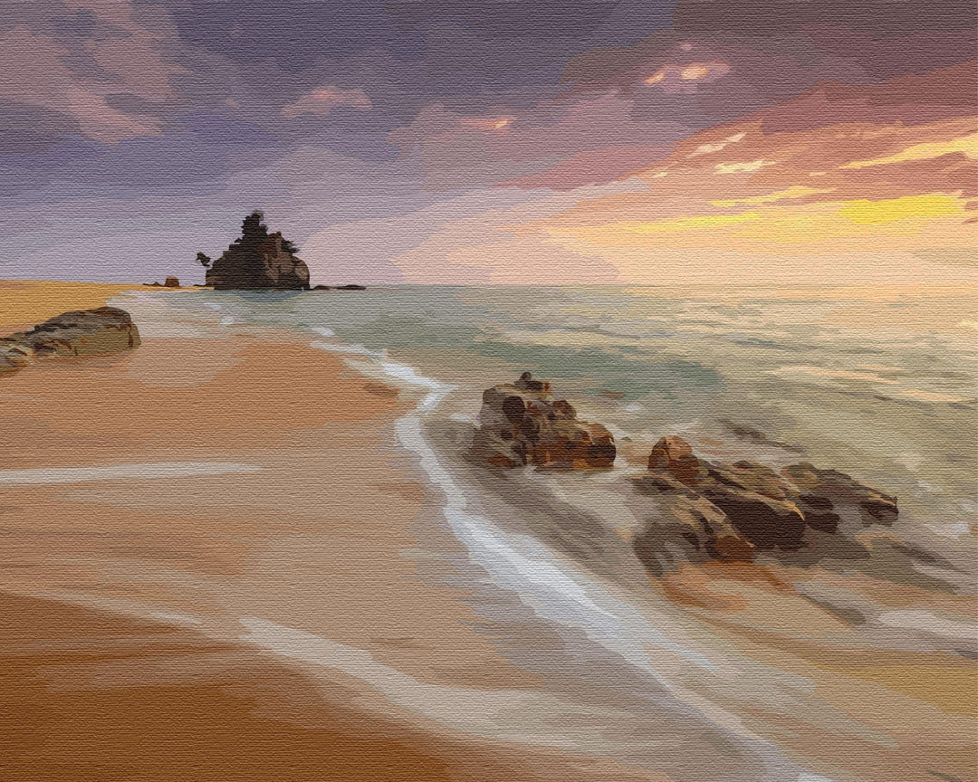 Artnapi Malen nach Zahlen Erwachsene mit Rahmen | DIY Handgemalt | Einsame Insel in dem Abend| Kit f