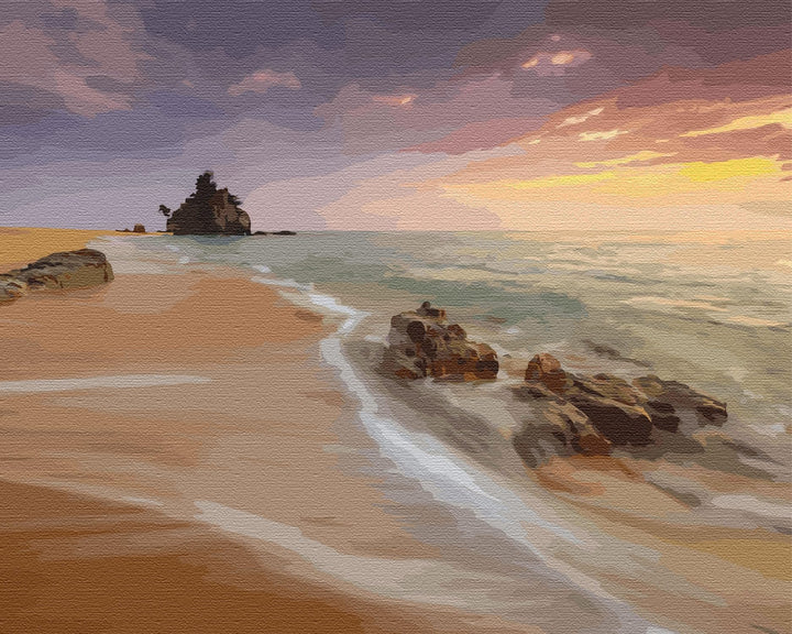 Artnapi Malen nach Zahlen Erwachsene mit Rahmen | DIY Handgemalt | Einsame Insel in dem Abend| Kit f
