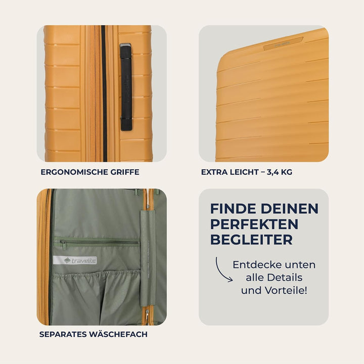 Travelite Koffer mittelgross, MOOBY M erweiterbar, Kratzfeste Hartschale, mit recyceltem Material, 6