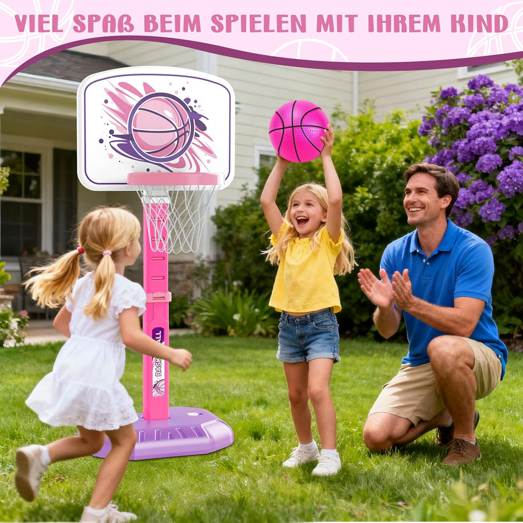 MOMOSTAR Basketballkorb Kinder, Basketballkorb Outdoor Indoor mit 3 Basketbälle, Höhenverstellbar Ba
