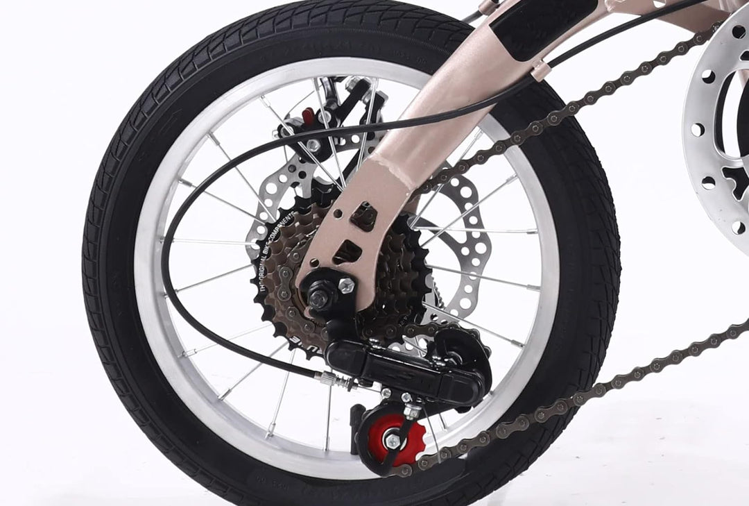 14/16 Zoll Klapprad Vorne Und Hinten, Kohlenstoffstahlrahmen Variable Geschwindigkeit Erwachsenenfah