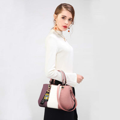 NICOLE & DORIS 2024 Neue Frauen Tasche Damen Leder Handtasche Mode Umhängetasche Mit Pompon abnehmba