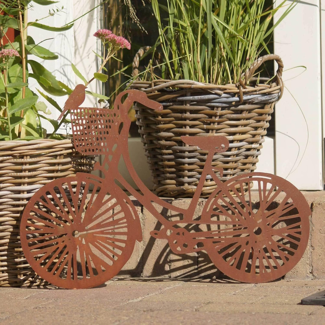 UNUS Garden Fahrrad Gartenstecker, Hollandrad Gartendeko Rostoptik, Roststecker aus Edelrost Metall,