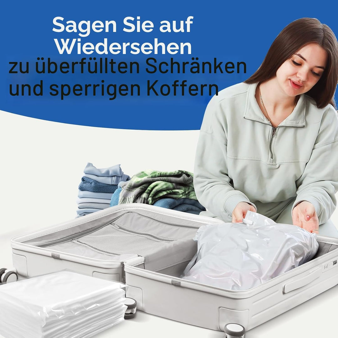 Vakuumbeutel für Kleidung mit Elektrischer Luftpumpe, 8 Stück Vakuumierbeutel (4 Gross, 2 Mittel, 2