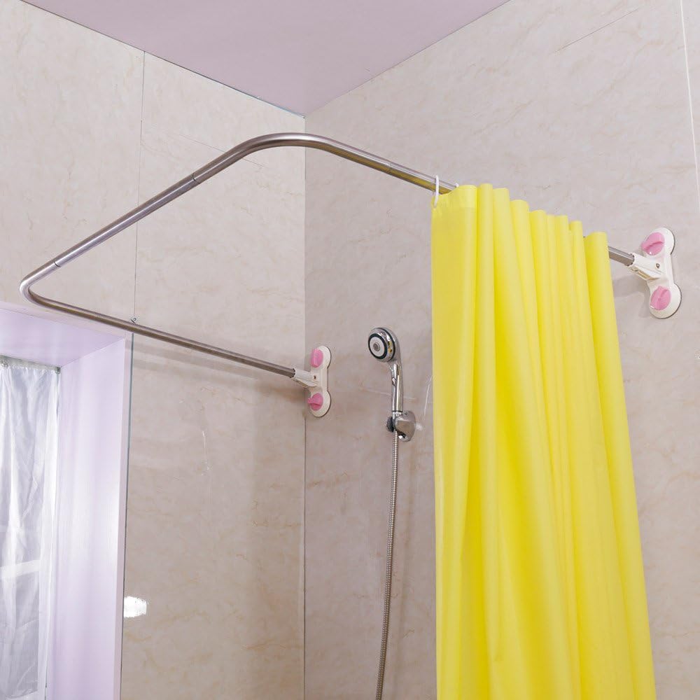 BAOYOUNI Badezimmer U-förmige Duschvorhangstange Ecke Duschvorhang Stange Pole, Dekorativ Geschwunge