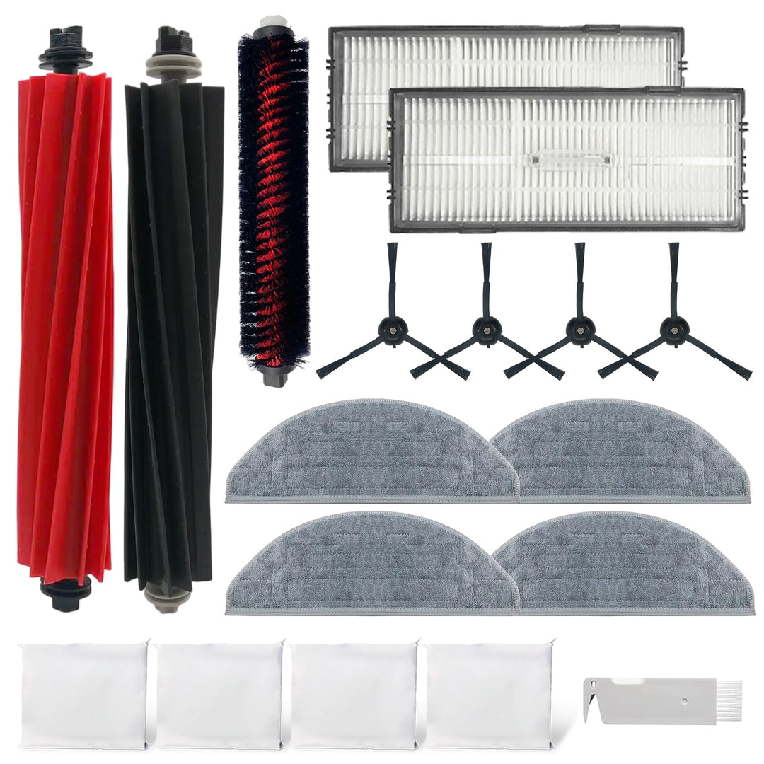 Zubehör-Set für Roborock S8, S8+, S8 Pro Ultra, 2 Gummibürsten, 2 Hepa-Filter, 4 Seitenbürste, 4 Wis