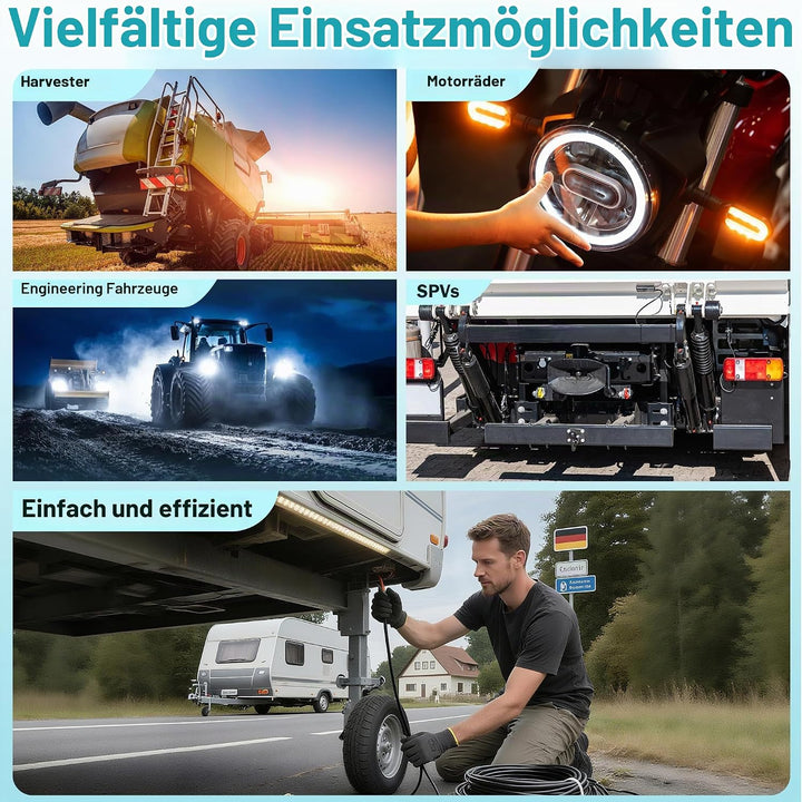 FLRYY Anhängerkabel 13 Polig, Fahrzeugkabel KFZ Kabel 0,5mm², 3M Abschleppseil 13 Kernanhängerkabel,
