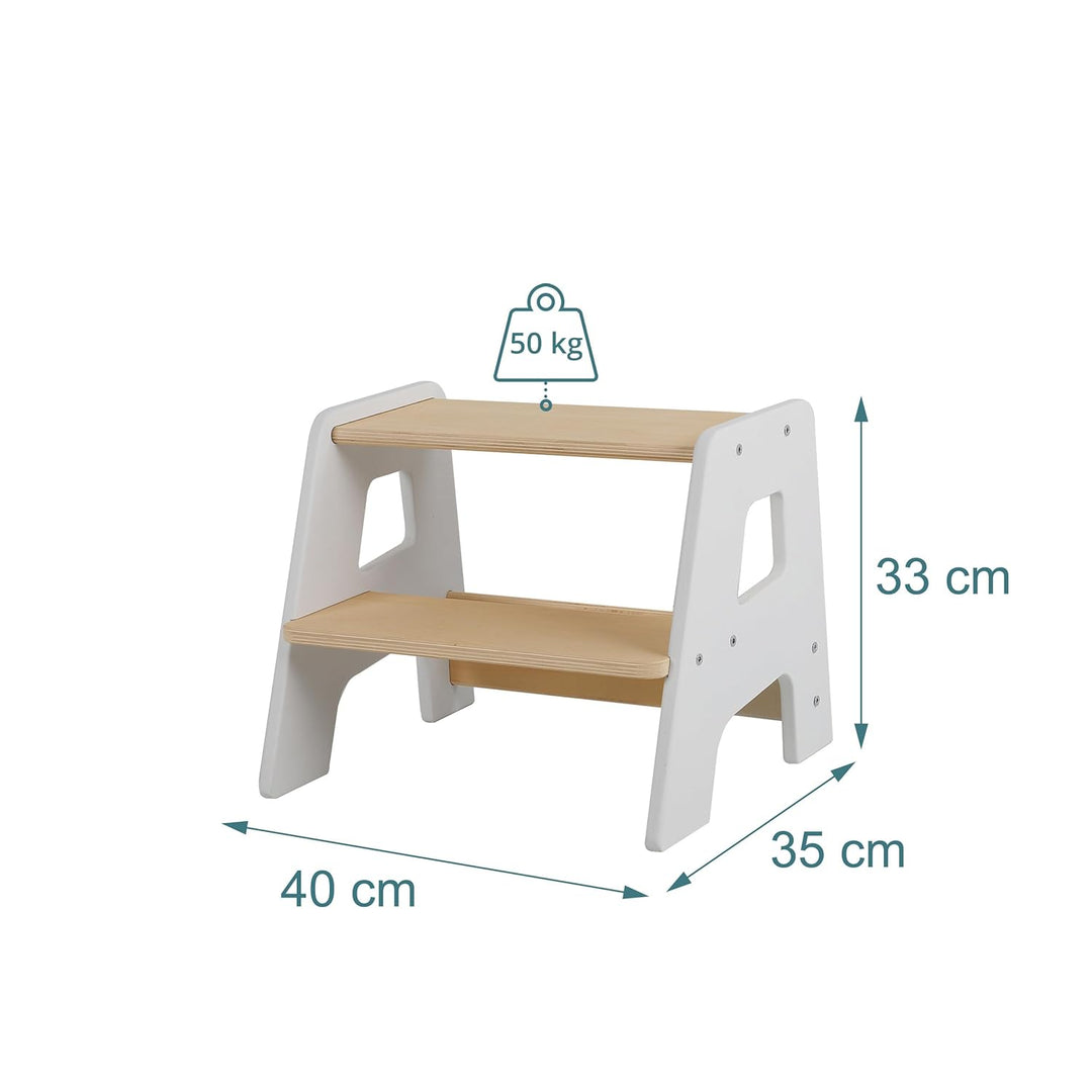 Relaxdays Tritthocker für Kinder, 2 Stufen, 50 kg, A-Form, rutschfest, HBT: 33 x 40 x 35 cm, Kindert