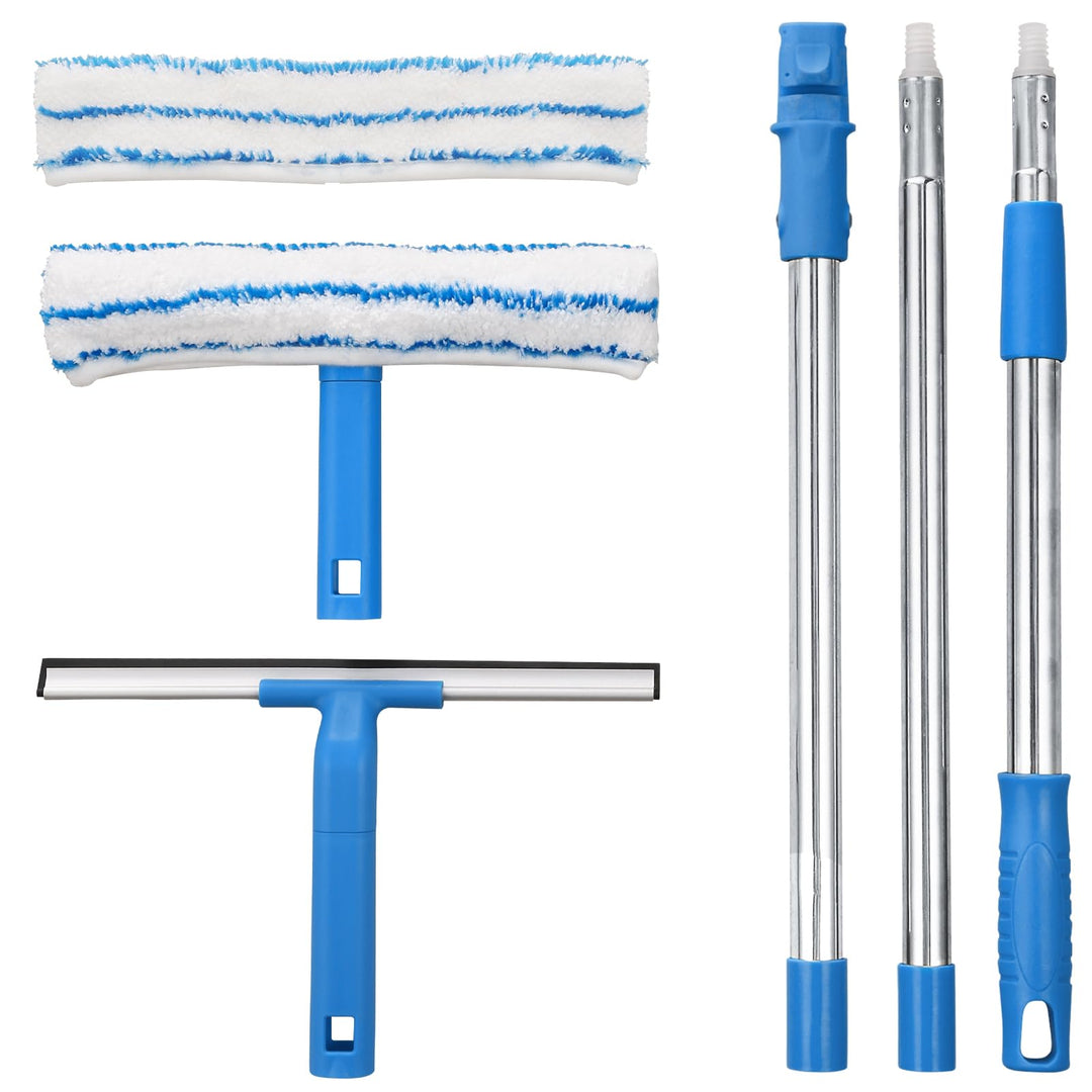Mitclear Fensterreiniger mit Teleskopstiel (146cm), Professioneller Fensterwischer mit Silikonabzieh