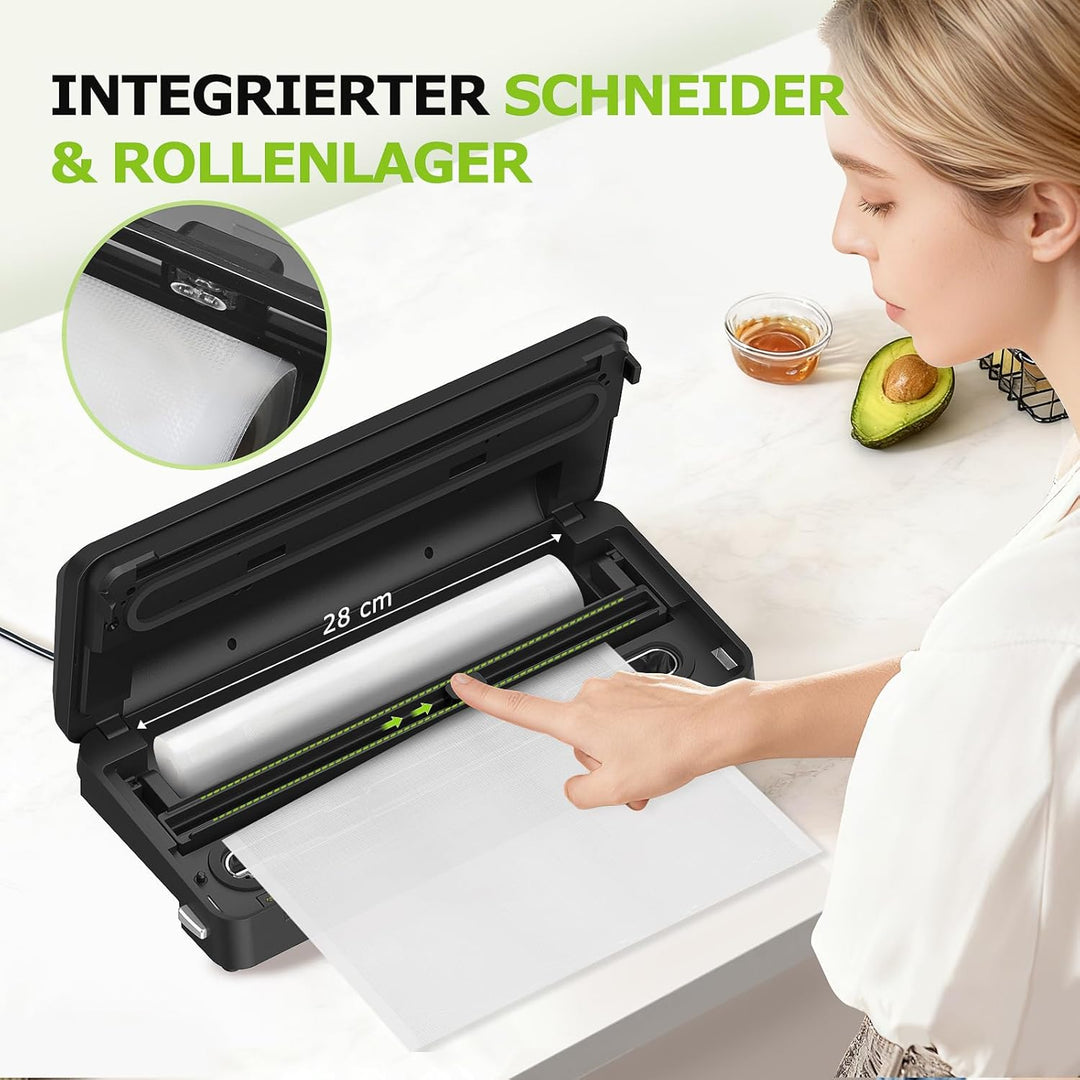 Bonsenkitchen Vakumierergerät für Lebensmittel, Vakuumierer mit Cutter Aufbewahrung, Kompakter für S