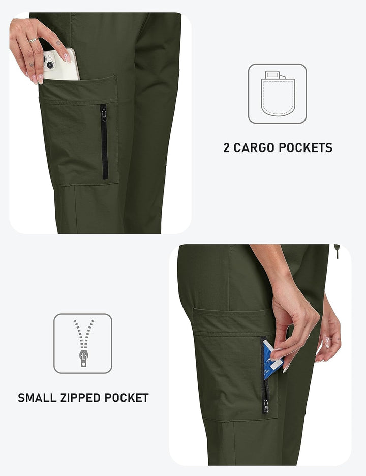MoFiz Damen Cargohose Leichte Wanderhose Atmungsaktiv Trekkinghose Workout Casual Outdoorhose M Arme
