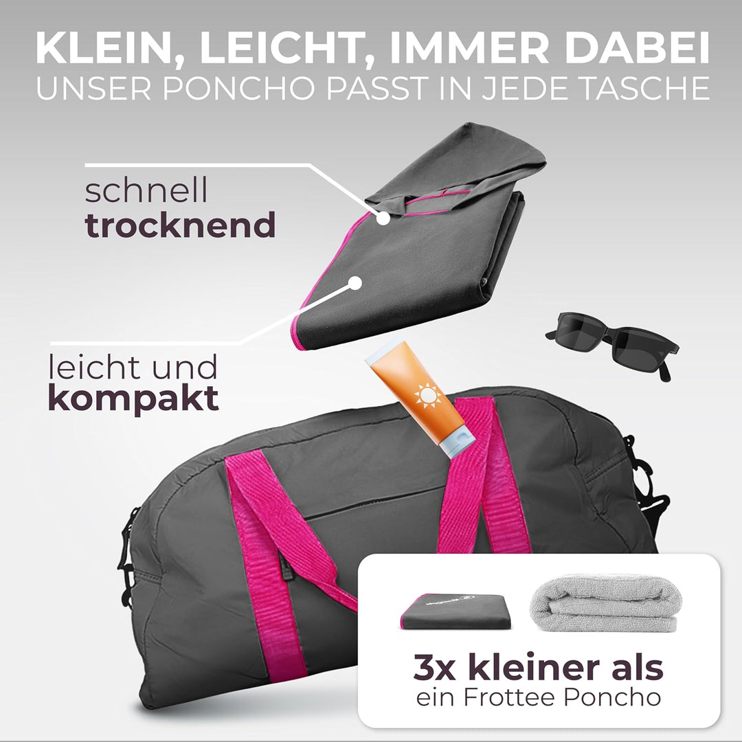 NirvanaShape Handtuch-Poncho für Erwachsene, Umziehhilfe & Handtuch zugleich, Surf-Poncho mit Quick-