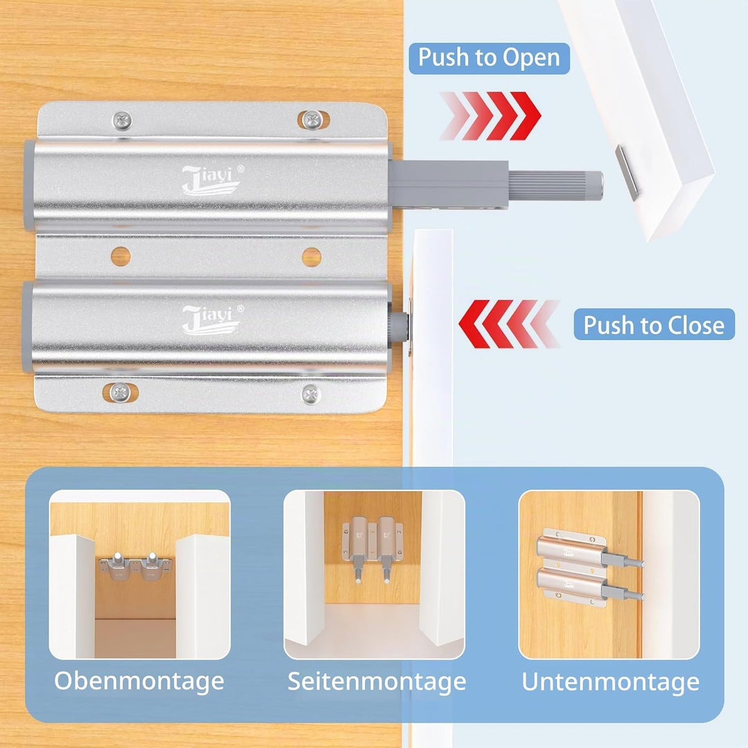 Drucktüröffner Doppelt Push to Open Magnet Jiayi 2 Stück Stark Schrank Türöffner Aluminium Drucköffn
