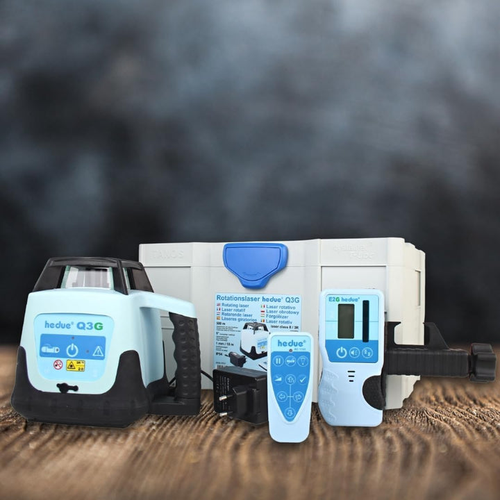 hedue® Q3G Rotationslaser selbstnivellierend, grüner Laserstrahl - Nivelliergerät mit zwei Laserklas