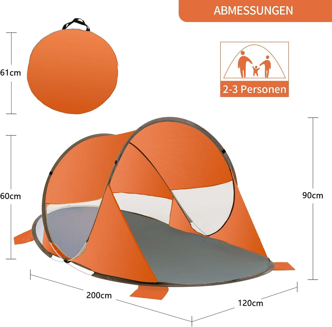 Duhome Strandmuschel Pop Up, Strandzelt für 1-3 Personen Tragbar Beach Zelt mit UV-Schutz Einfacher