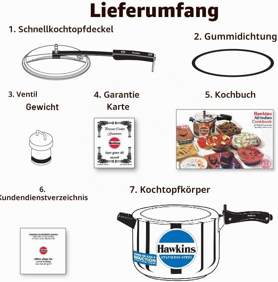 HAWKINS B85 Schnellkochtopf, 8 l, silberfarben, Edelstahl, Silber
