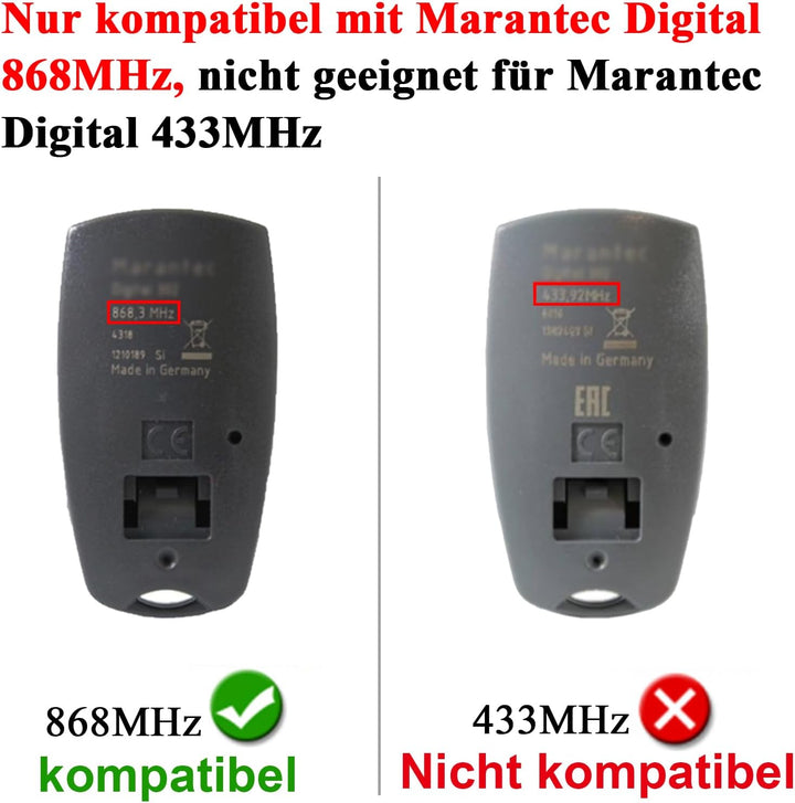 YuliSpy 868MHz Garagentoröffner Hansender Kompatibel mit Marantec Digital 304/384 / 302/313 / 321/32