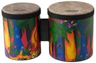 Remo KD-5400-01 Kids Percussion Bongo 5 Zoll und (6 Zoll) x (6,5 Zoll) Rain Forest Design (Farblich