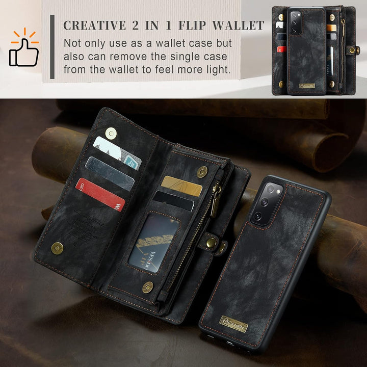 UFinetech Abnehmbar Samsung Galaxy S20 FE Hülle Tasche Handy Leder TPU Kartenfach Flip Magnetisch Re