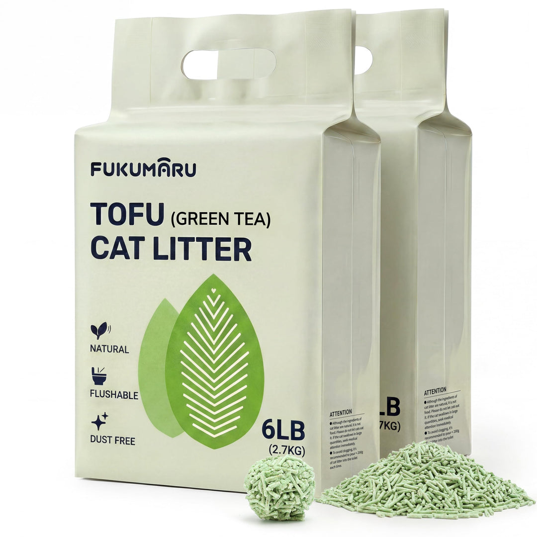FUKUMARU Tofu Katzenstreu 5,4 kg - Klumpendes Katzenstreu, Geruchsbekämpfung mit grünem Teearoma, st