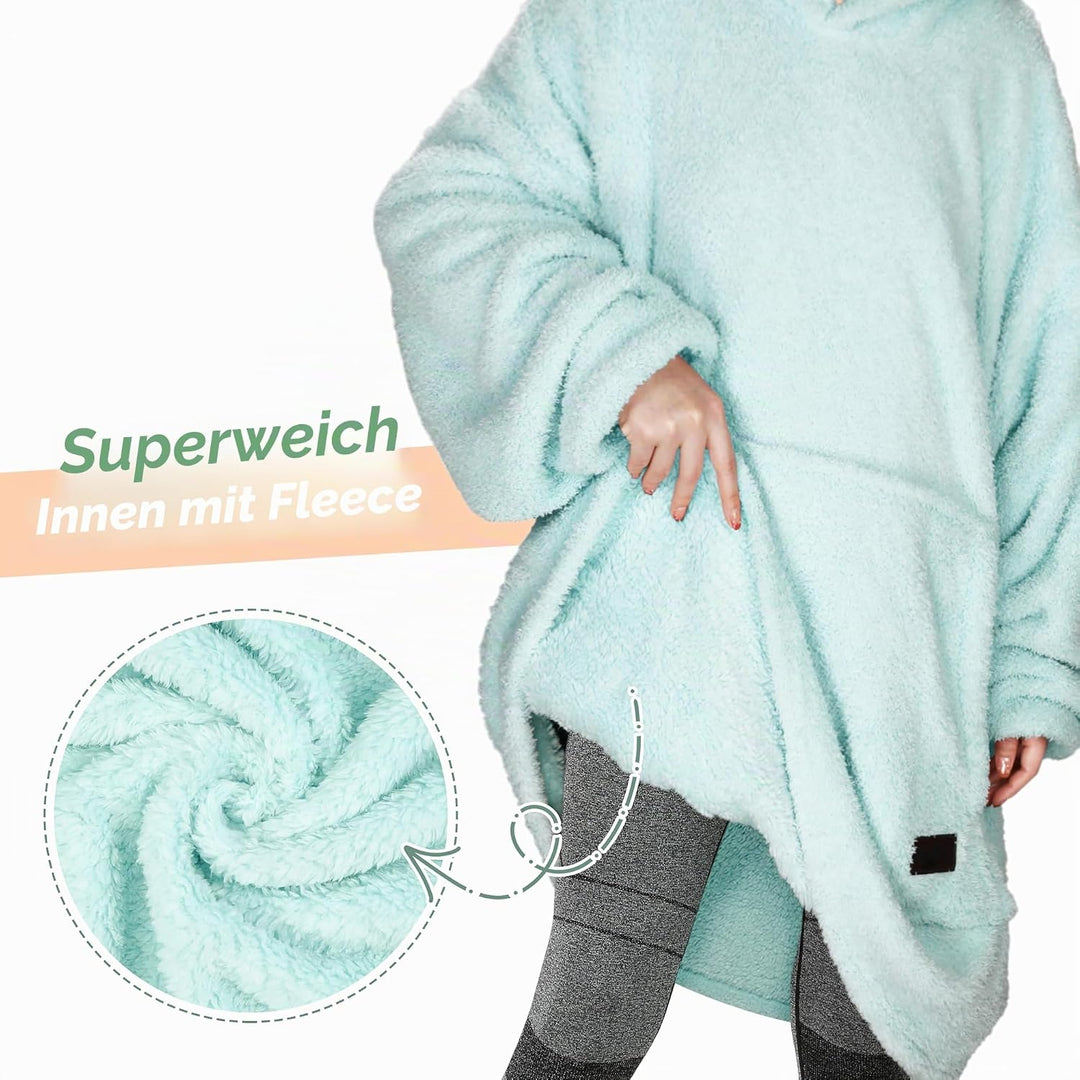 Catalonia Classy Tragbarer Oversize-Kapuzenpullover Decke, Kuschel Sherpa Decke Hoodie, Warm Throw B