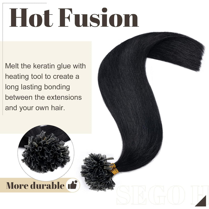 SEGO Bondings Extensions Echthaar 200 Strähnen 0,5G/Strähnen Keratin U-Tip Remy Human Hair Haarverlä