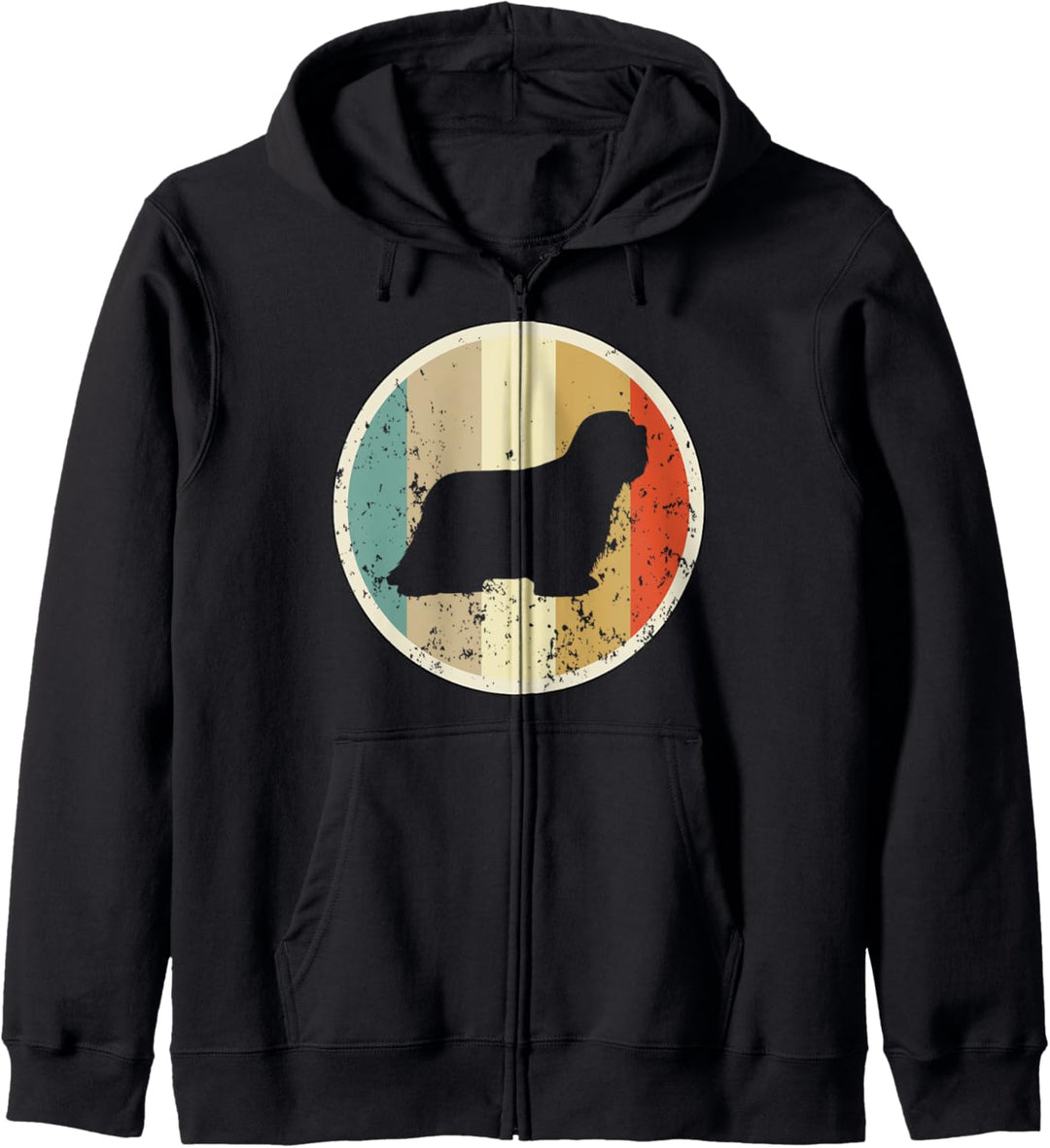 Retro Vintage Grunge Style Bearded Collie Hunde Kapuzenjacke