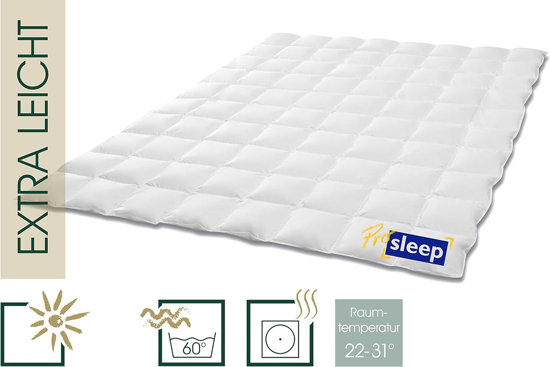 HANSKRUCHEN® Pro Sleep Daunendecke 135x200 cm - Extra leicht / Sommer - Made in Germany Kassettendec