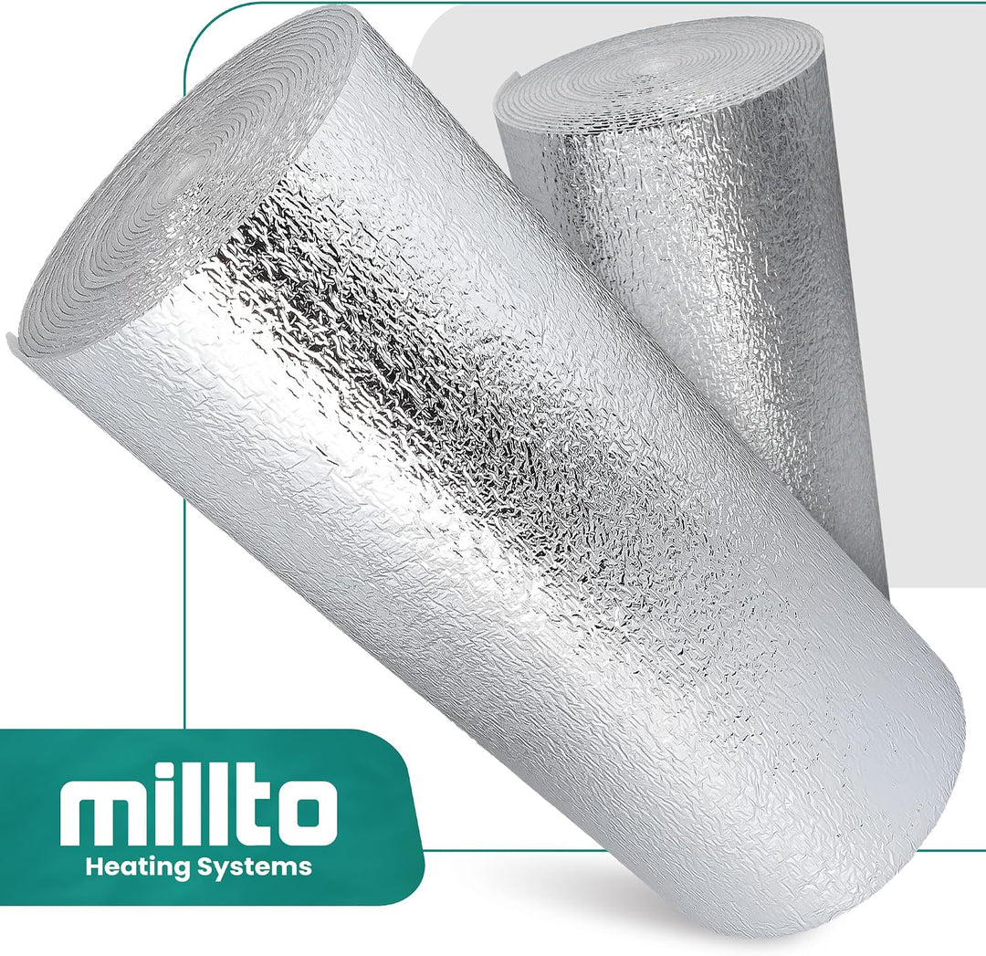 Heizkörper Reflexionsfolie 10m x 0,5m x 3mm | Selbstklebend Alufolie Isoliermatte Dämmung Isolierfol