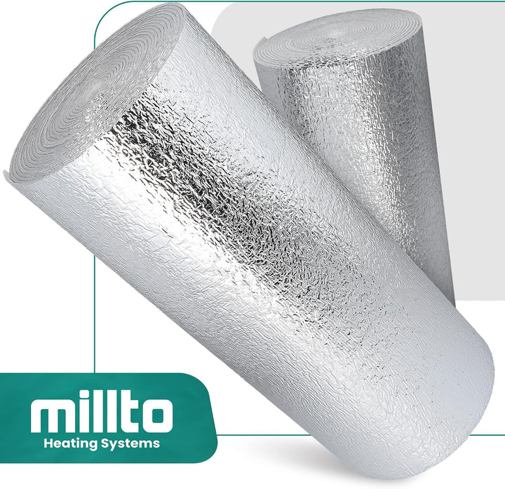 Heizkörper Reflexionsfolie 10m x 0,5m x 3mm | Selbstklebend Alufolie Isoliermatte Dämmung Isolierfol