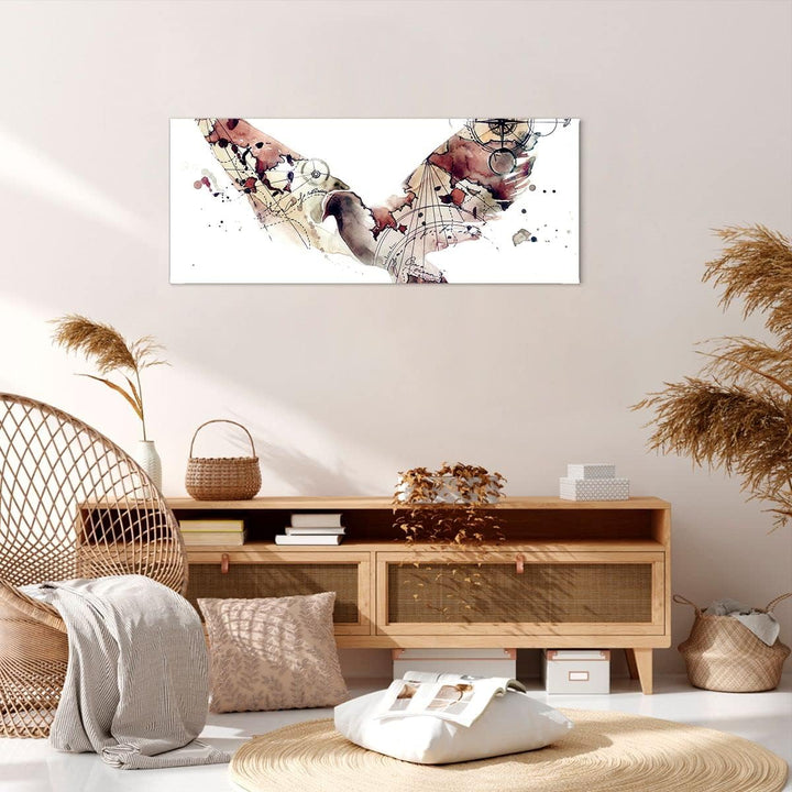 Wandbilder Dekoration Wohnzimmer Vogel Abstraktion Panorama Bilder auf Leinwand 120x50cm Leinwandbil