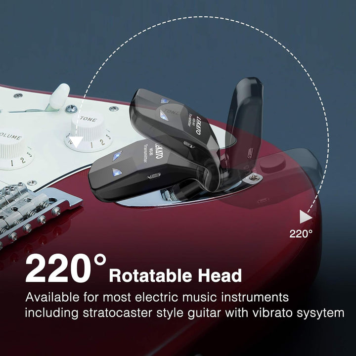 LEKATO 2,4 GHz kabelloses Gitarrensystem, kabelloser Gitarrensender und -empfänger, wiederaufladbare